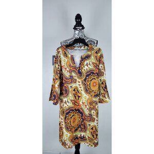 Jude Connally Dress Womens L Beth Shift Tank Geometric Print Stretch Made Usa